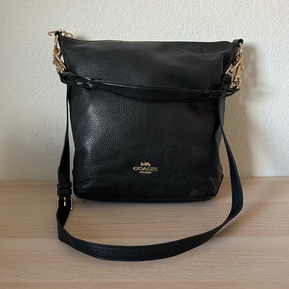 COACH Abby Duffle Shoulder Bag in
Black Pebble Leather